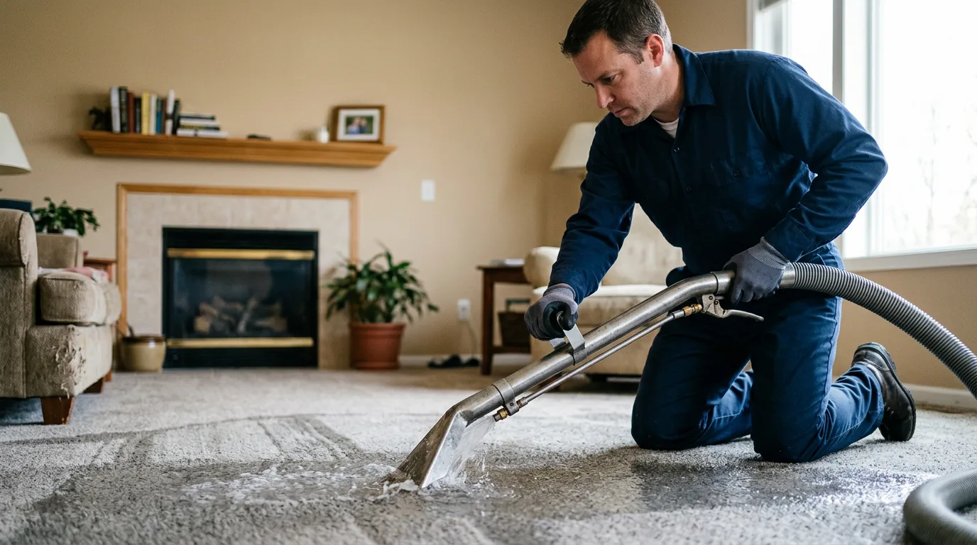 Water damage restoration technician working near Winfield, IA